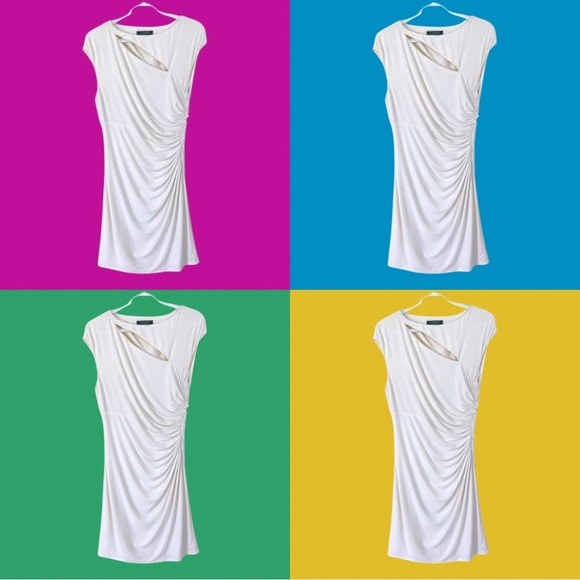 Lauren by Ralph Lauren Ivory Sheath Dress sz 10. Cutout  on back and front. - Picture 2 of 7